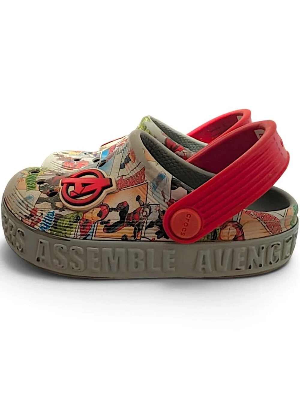 Crocs Marvel Avengers Off Court Clogs Kids Sz 9 Comic Book Superhero + Jibbitz
